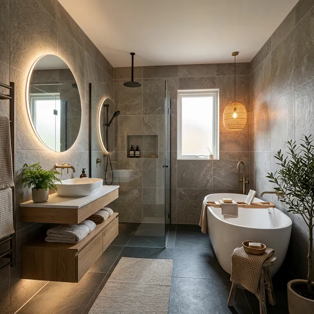 Beautifully tiled modern bathroom